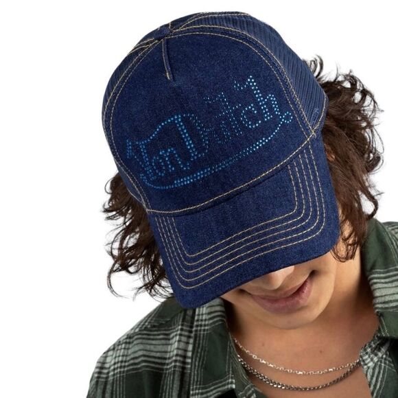 Von Dutch | Navy Stone Denim Trucker Hat NWTs - Picture 3 of 4